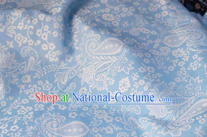 Asian Chinese Fabric Traditional Classical Pattern Design Blue Brocade Fabric Chinese Costume Silk Fabric Material