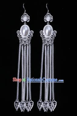 Chinese Traditional Ethnic Jewelry Accessories Eardrop Mongolian Minority Tassel Earrings for Women