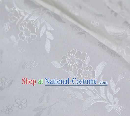 Asian Chinese Fabric Traditional Flowers Pattern Design White Brocade Fabric Chinese Costume Silk Fabric Material