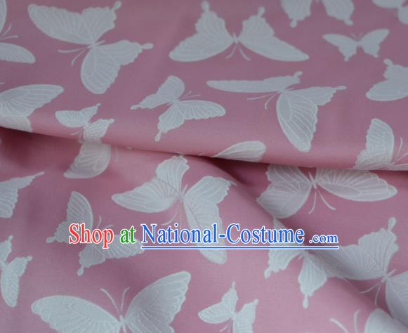 Asian Chinese Fabric Traditional Butterfly Pattern Design Pink Brocade Fabric Chinese Costume Silk Fabric Material