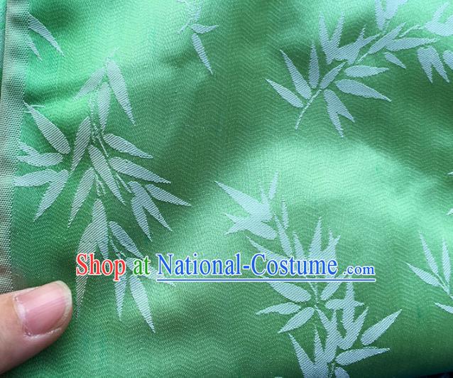 Asian Chinese Fabric Traditional Bamboo Pattern Design Green Linen Brocade Fabric Chinese Costume Silk Fabric Material