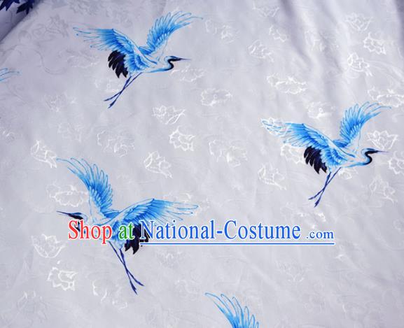 Asian Chinese Fabric Traditional Cranes Pattern Design Fabric Chinese Costume Silk Fabric Material