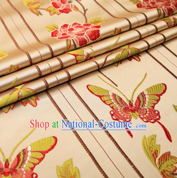 Asian Chinese Brocade Fabric Traditional Red Butterfly Pattern Design Satin Cushion Silk Fabric Material