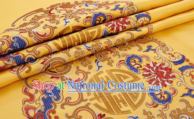 Asian Chinese Yellow Brocade Fabric Traditional Pattern Design Satin Pillow Silk Fabric Material