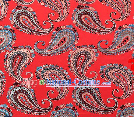 Asian Chinese Red Brocade Fabric Traditional Pattern Design Satin Pillow Silk Fabric Material