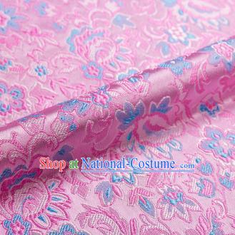 Asian Chinese Pink Brocade Fabric Traditional Flowers Pattern Design Satin Pillow Silk Fabric Material