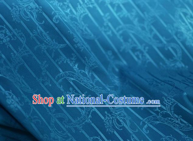 Asian Chinese Fabric Traditional Pattern Design Blue Brocade Fabric Chinese Costume Silk Fabric Material