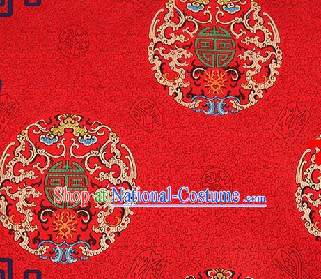 Chinese Traditional Red Brocade Fabric Asian Dragons Pattern Design Satin Cushion Silk Fabric Material