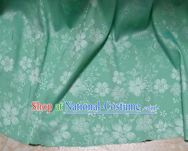 Asian Chinese Fabric Traditional Sakura Pattern Design Green Brocade Fabric Chinese Costume Silk Fabric Material