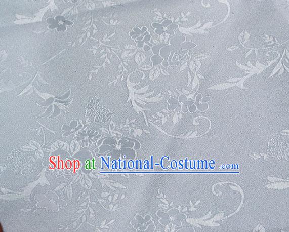 Asian Chinese Fabric Traditional Peony Pattern Design White Brocade Fabric Chinese Costume Silk Fabric Material