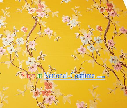 Chinese Traditional Yellow Brocade Fabric Asian Pattern Design Satin Cushion Silk Fabric Material