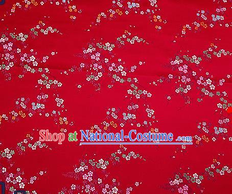 Chinese Traditional Wine Red Brocade Fabric Asian Plum Blossom Pattern Design Satin Tang Suit Silk Fabric Material