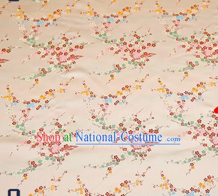 Chinese Traditional Light Golden Brocade Fabric Asian Plum Blossom Pattern Design Satin Tang Suit Silk Fabric Material