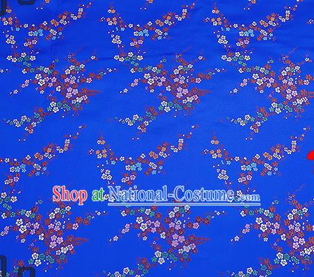 Chinese Traditional Royalblue Brocade Fabric Asian Plum Blossom Pattern Design Satin Tang Suit Silk Fabric Material