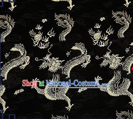 Chinese Traditional Black Brocade Fabric Asian Dragons Pattern Design Satin Tang Suit Silk Fabric Material