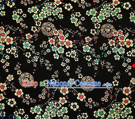 Chinese Traditional Black Brocade Fabric Classical Plum Blossom Pattern Design Satin Tang Suit Silk Fabric Material