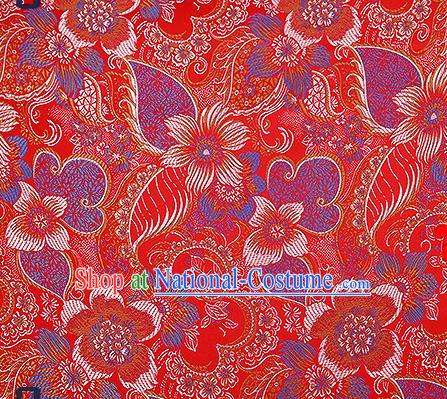 Chinese Traditional Red Brocade Fabric Classical Palace Flowers Pattern Design Satin Tang Suit Silk Fabric Material