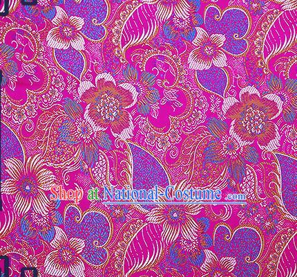 Chinese Traditional Rosy Brocade Fabric Classical Palace Flowers Pattern Design Satin Tang Suit Silk Fabric Material