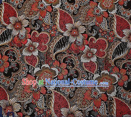 Chinese Traditional Black Brocade Fabric Classical Palace Flowers Pattern Design Satin Tang Suit Silk Fabric Material