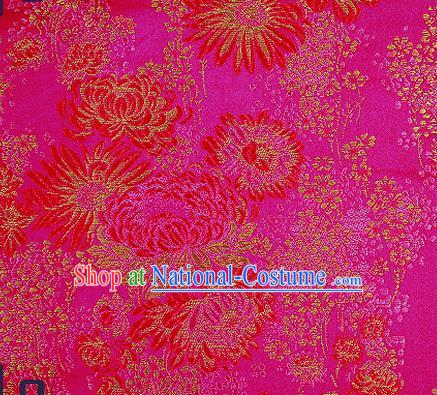 Traditional Chinese Rosy Brocade Drapery Classical Fireworks Pattern Design Satin Table Flag Silk Fabric Material