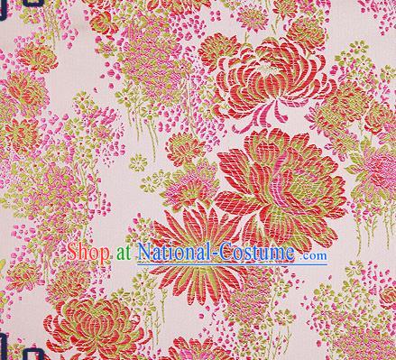 Traditional Chinese Pink Brocade Drapery Classical Fireworks Pattern Design Satin Table Flag Silk Fabric Material