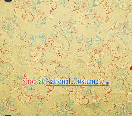 Traditional Chinese Yellow Brocade Drapery Classical Butterfly Peony Pattern Design Satin Cheongsam Silk Fabric Material