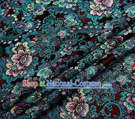 Chinese Traditional Deep Amaranth Brocade Drapery Classical Peony Pattern Design Satin Tang Suit Qipao Silk Fabric Material