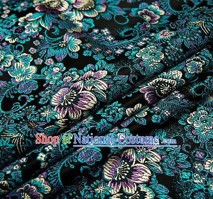 Chinese Traditional Black Brocade Drapery Classical Peony Pattern Design Satin Tang Suit Qipao Silk Fabric Material