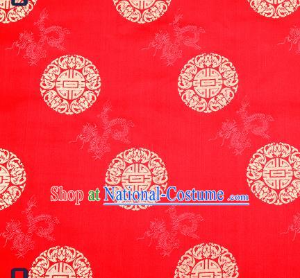 Traditional Chinese Red Brocade Drapery Classical Dragon Pattern Design Satin Cushion Silk Fabric Material