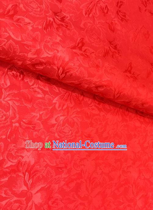 Traditional Chinese Red Brocade Drapery Classical Peony Pattern Design Satin Cushion Silk Fabric Material