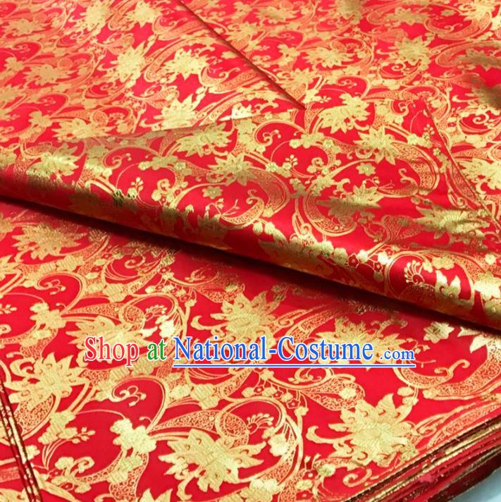 Traditional Chinese Red Brocade Drapery Classical Peony Pattern Design Satin Qipao Silk Fabric Material