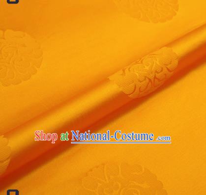 Traditional Chinese Brocade Drapery Classical Pattern Design Yellow Satin Qipao Silk Fabric Material