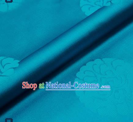 Traditional Chinese Brocade Drapery Classical Pattern Design Blue Satin Qipao Silk Fabric Material