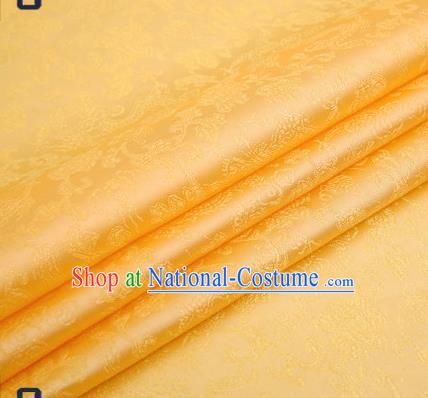 Traditional Chinese Light Yellow Satin Brocade Drapery Classical Dragons Pattern Design Qipao Silk Fabric Material