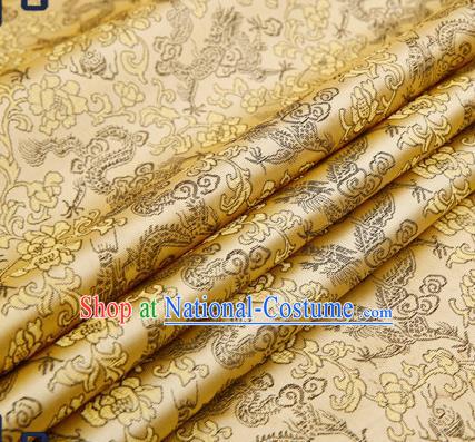 Traditional Chinese Satin Brocade Drapery Classical Black Dragons Pattern Design Qipao Silk Fabric Material