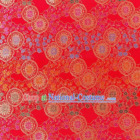 Asian Chinese Traditional Fabric Red Brocade Silk Material Classical Pattern Design Satin Drapery