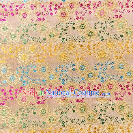 Asian Chinese Traditional Fabric Golden Brocade Silk Material Classical Pattern Design Satin Drapery