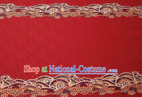 Traditional Chinese Red Satin Brocade Drapery Classical Embroidery Clouds Pattern Design Cushion Silk Fabric Material