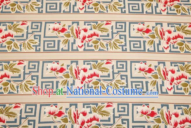 Traditional Chinese Classical Satin Brocade Drapery Embroidery Peony Pattern Design Table Flag Silk Fabric Material