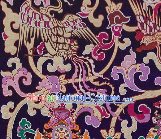 Traditional Chinese Tang Suit Silk Fabric Purple Nanjing Brocade Material Classical Dragons Pattern Design Satin Drapery