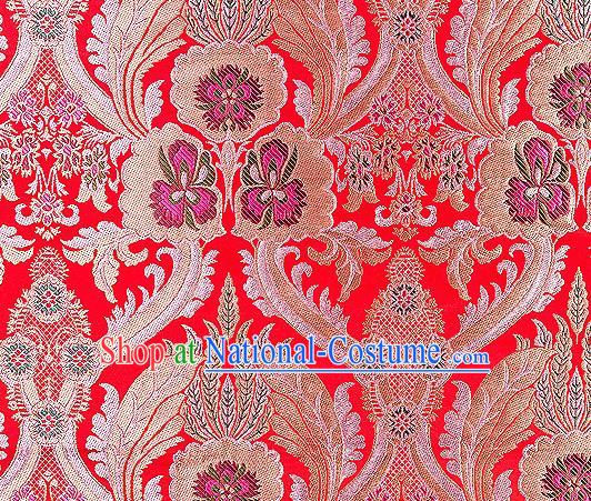 Traditional Chinese Tang Suit Red Nanjing Brocade Material Silk Fabric Classical Pattern Design Satin Drapery