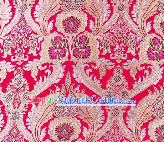 Traditional Chinese Tang Suit Rosy Nanjing Brocade Material Silk Fabric Classical Pattern Design Satin Drapery