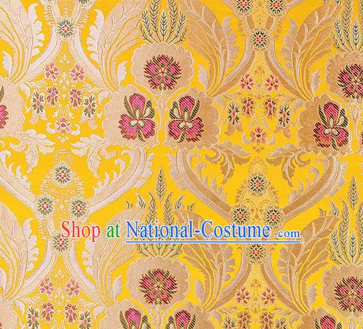 Traditional Chinese Tang Suit Yellow Nanjing Brocade Material Silk Fabric Classical Pattern Design Satin Drapery