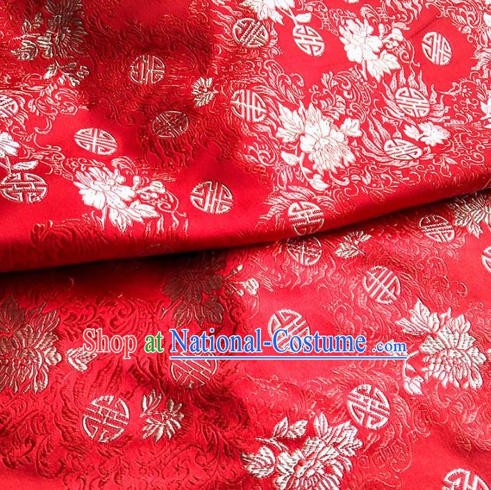 Asian Chinese Traditional Satin Fabric Tang Suit Red Brocade Silk Material Classical Pattern Design Drapery