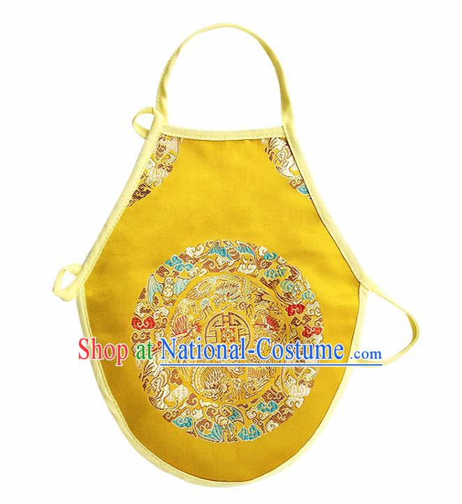 Chinese Classical Brocade Bellyband Traditional Baby Embroidered Dragon Yellow Silk Stomachers for Kids