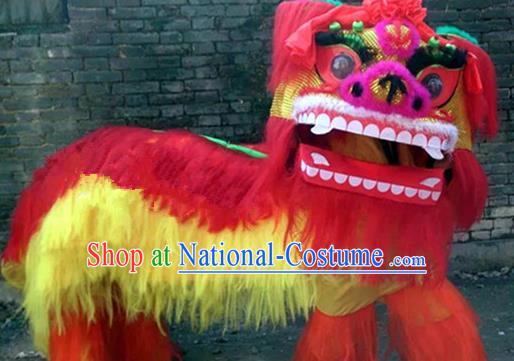 Chinese Traditional Lion Dance Costumes China Spring Festival Lion Dance Props Red Fur Lion Head for Adults