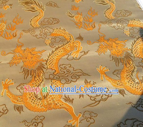 Asian Chinese Traditional Fabric Golden Brocade Silk Material Classical Dragon Pattern Design Satin Drapery