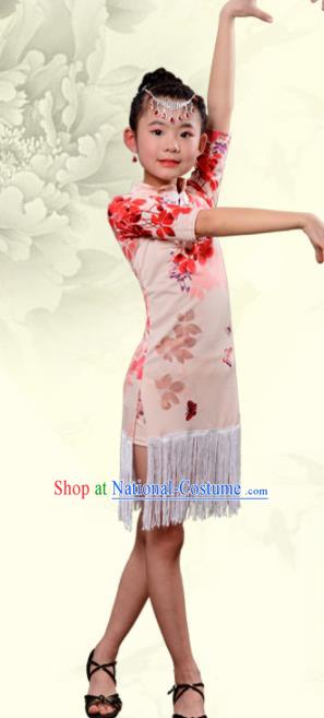 Chinese Traditional Classical Dance Costumes Latin Dance Qipao Dress for Kids