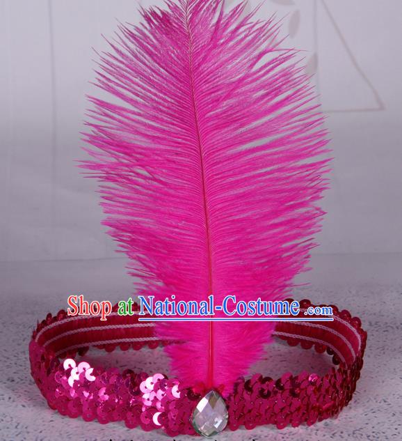 Top Grade Catwalks Headwear Halloween Cosplay Hair Accessories Rosy Feather Hair Clasp