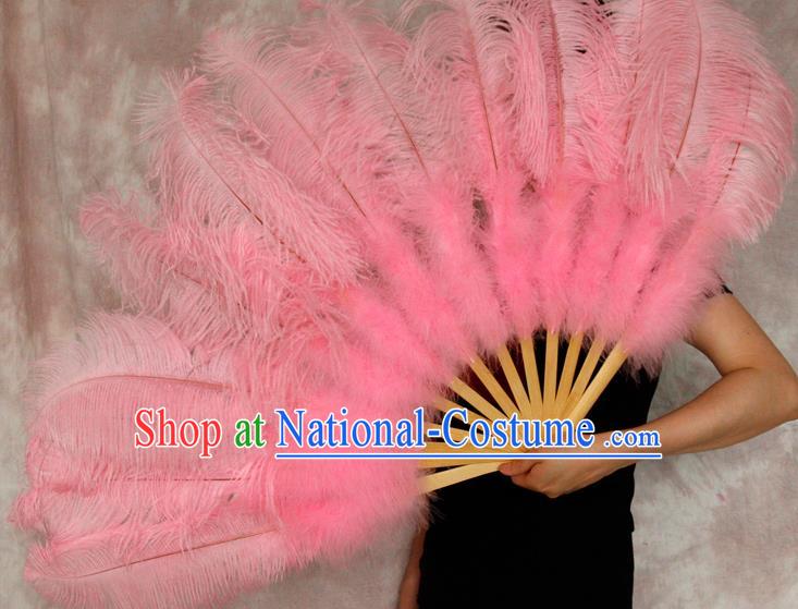 Top Grade Pink Feather Fans Halloween Cosplay Folding Fans Belly Dance Fan